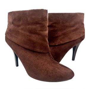 Marc Fisher Vallay Booties Faux Suede Cuffed Ankle Boot Brown Size 8